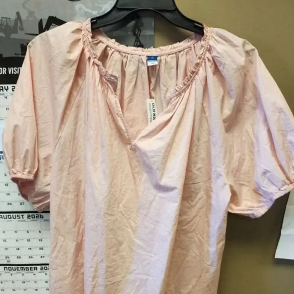 Old Navy Puff-Sleeve Poplin Blouse - 2X - Peach